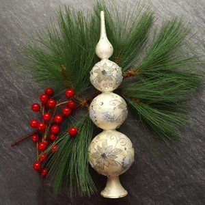 Vintage Christmas Glass Tree Topper Handpainted